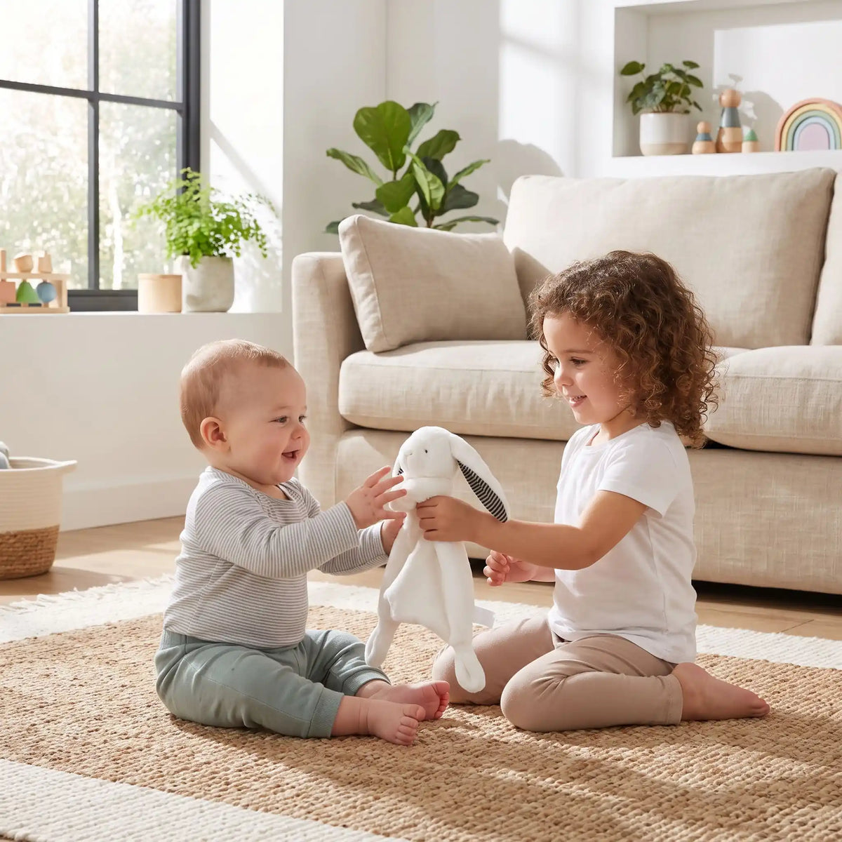 Doudou bébé joue