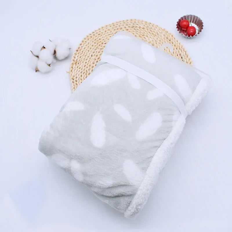 Couverture-bébé-Grise-double-face-velours-polaire-douce-chaude