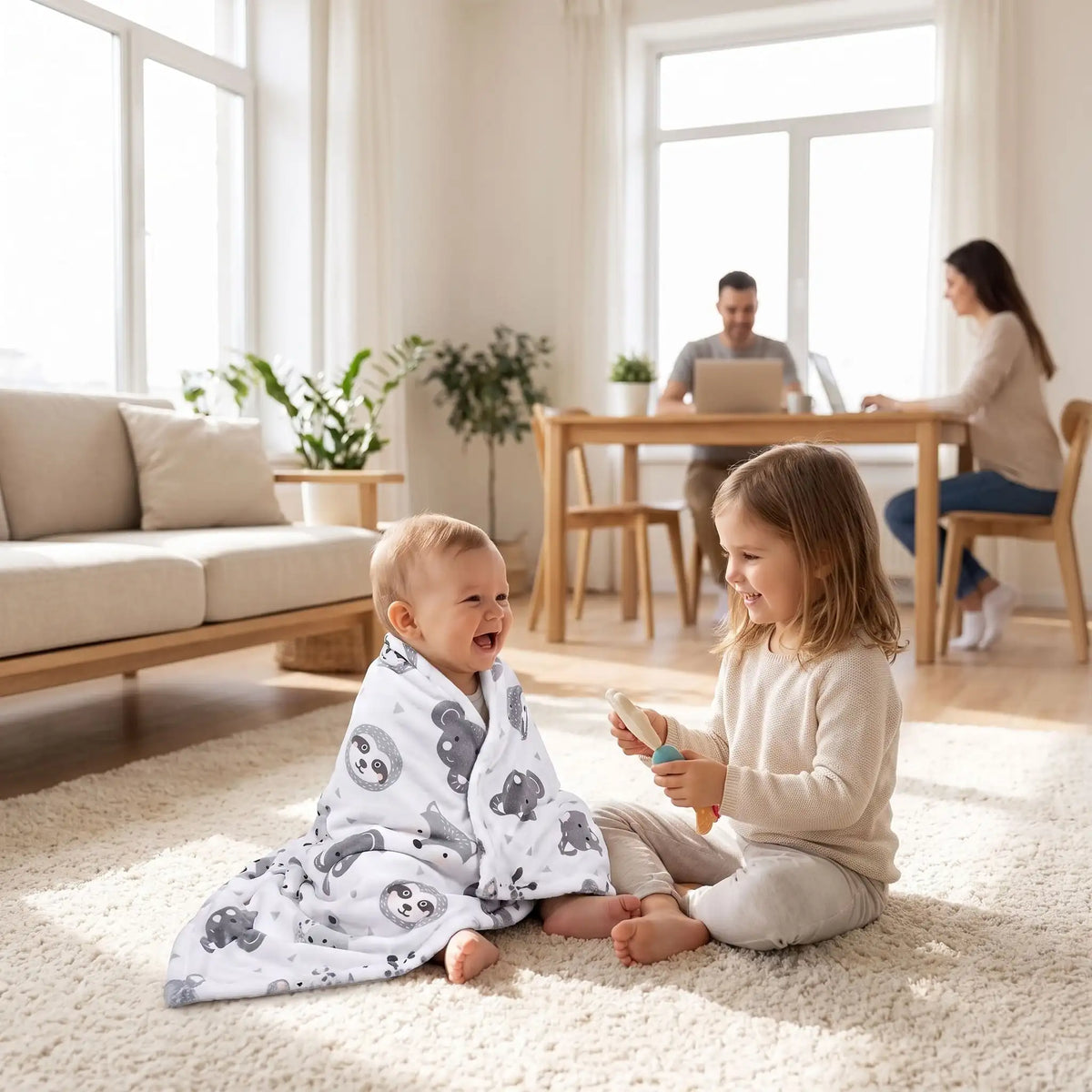 Couverture bébé au salon