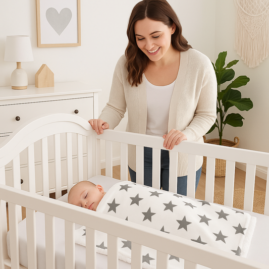 Couverture-polaire-double-face-blanche-étoile-douce-chaude-bébé-dort