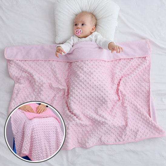 Couverture-polaire-rose-double-face-bébé-allonge-couvert