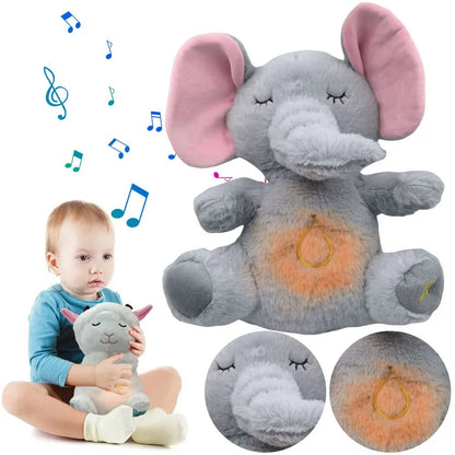 Doudou-Éléphant-lumière-musical-doux-confort-bébé-joue
