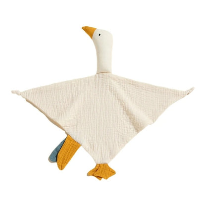 Doudou-Oie-beige-gaz-de-coton-doux-légère