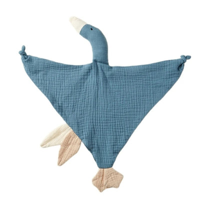 Doudou-Oie-bleue-triangle-gaz-de-coton-doux-légère