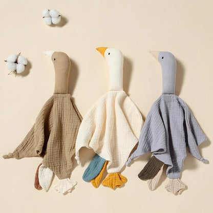 Doudou-Oie-gaz-de-coton-doux-légère-nœuds-étiquettes-mignon