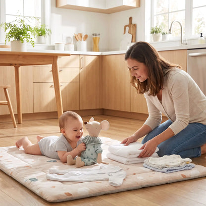 Doudou bébé à la cuisine