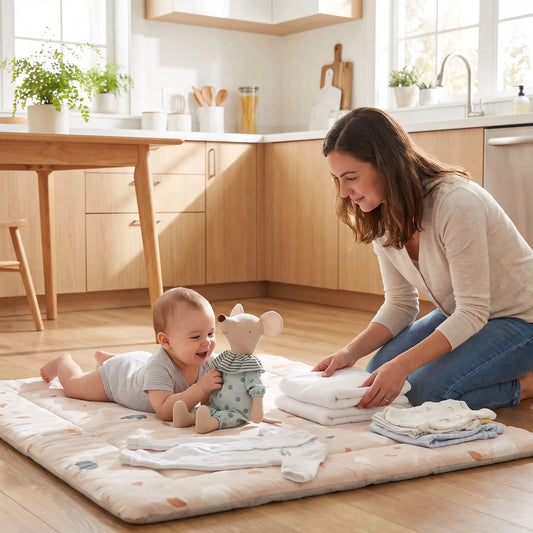 Doudou bébé à la cuisine