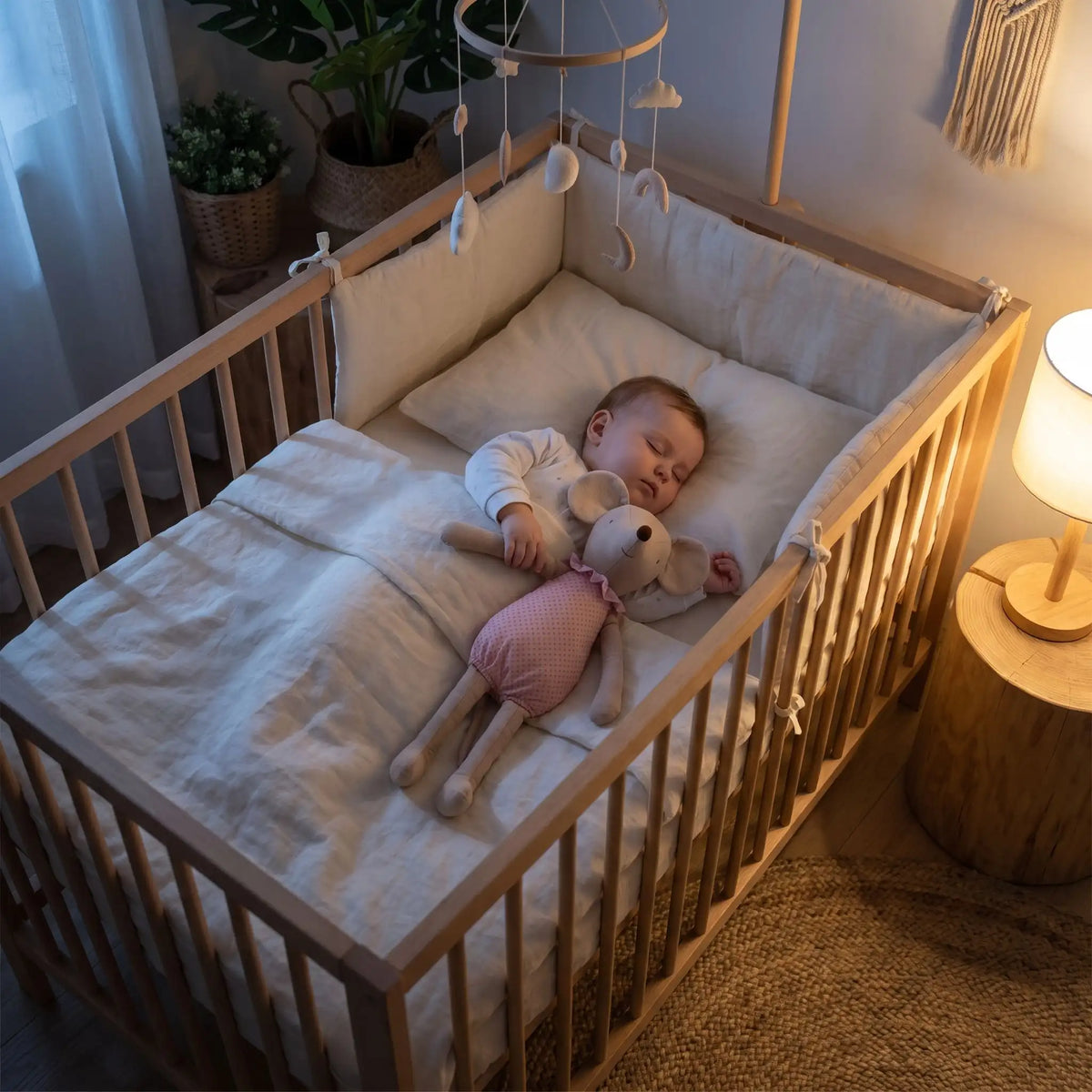 Doudou bébé dans son berceau