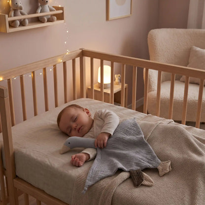 Doudou bébé dans son lit