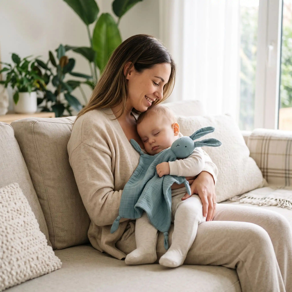Doudou bébé au dort au salon