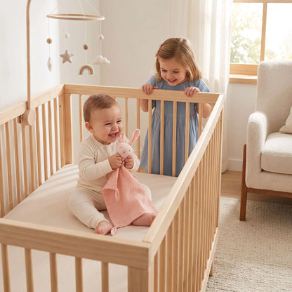 Doudou bébé  joue au lit