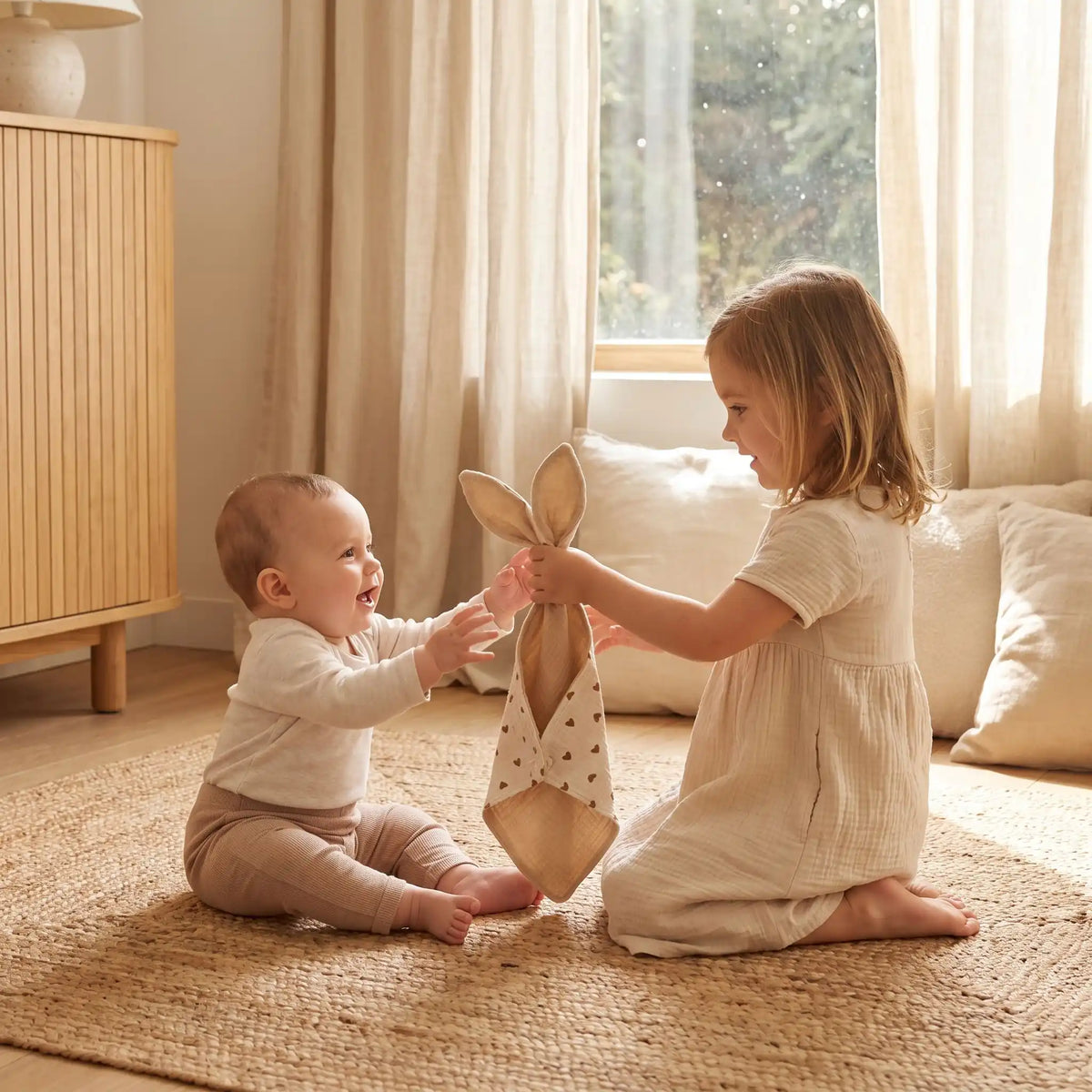 Doudou bébé joue