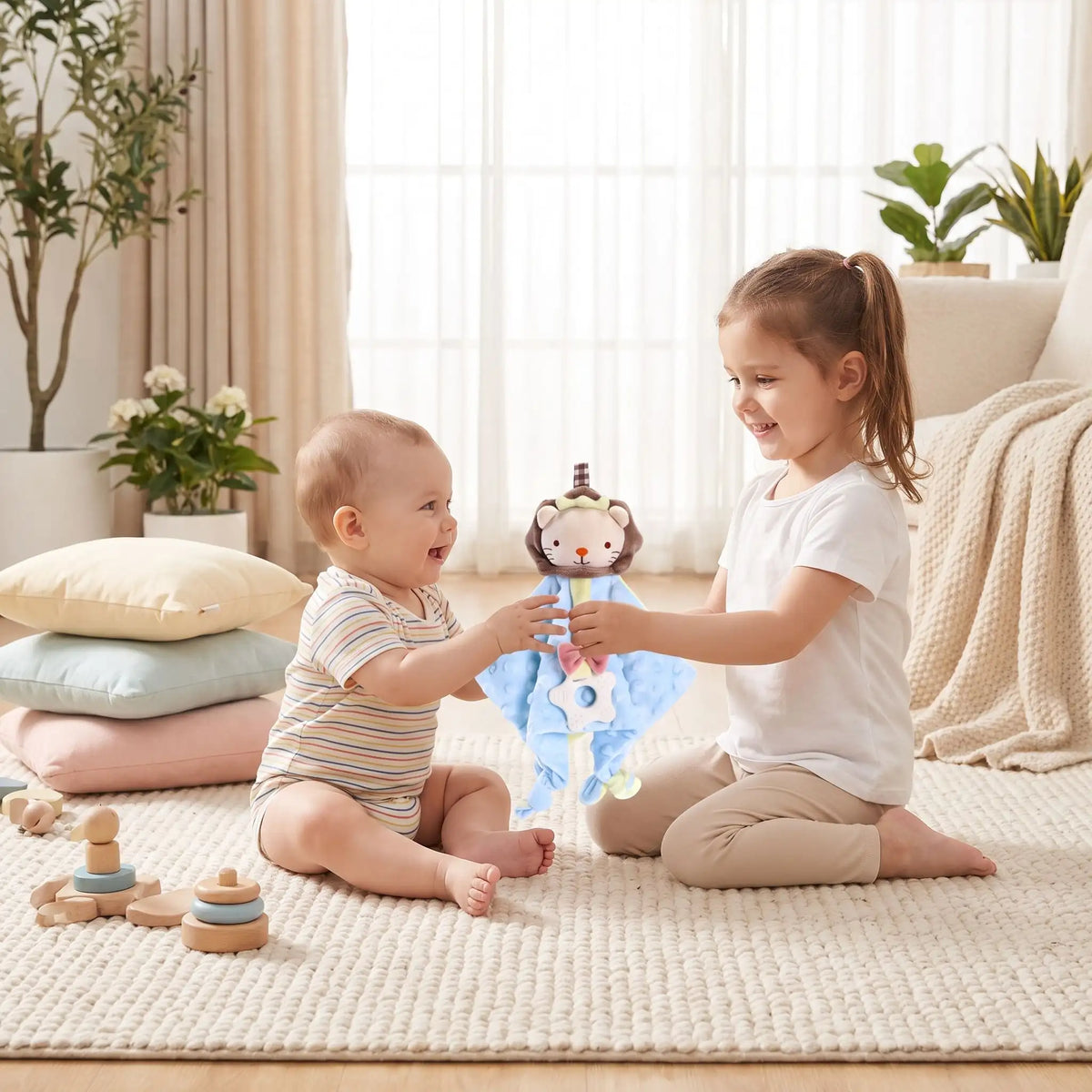 Doudou bébé joue