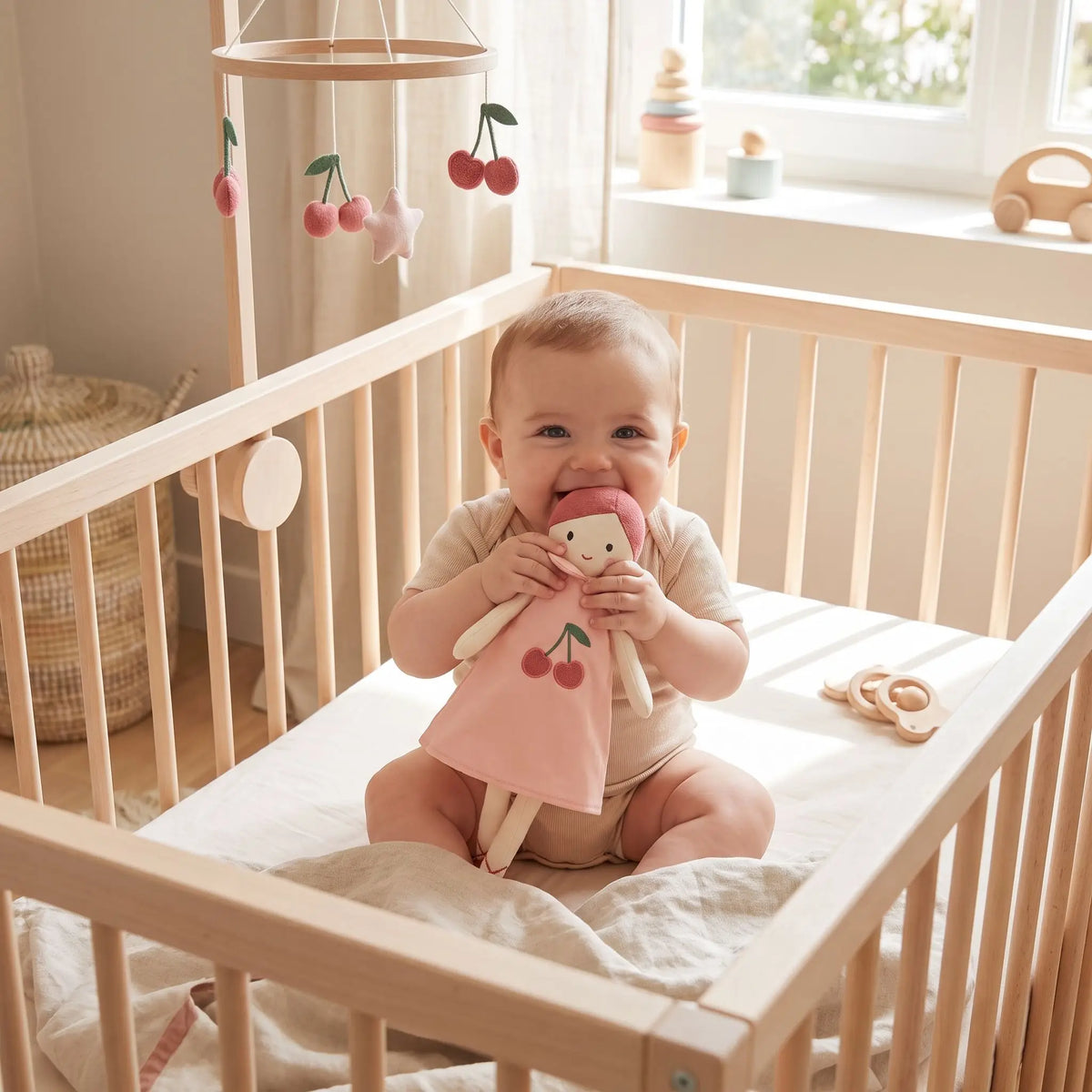 Doudou bébé sourit