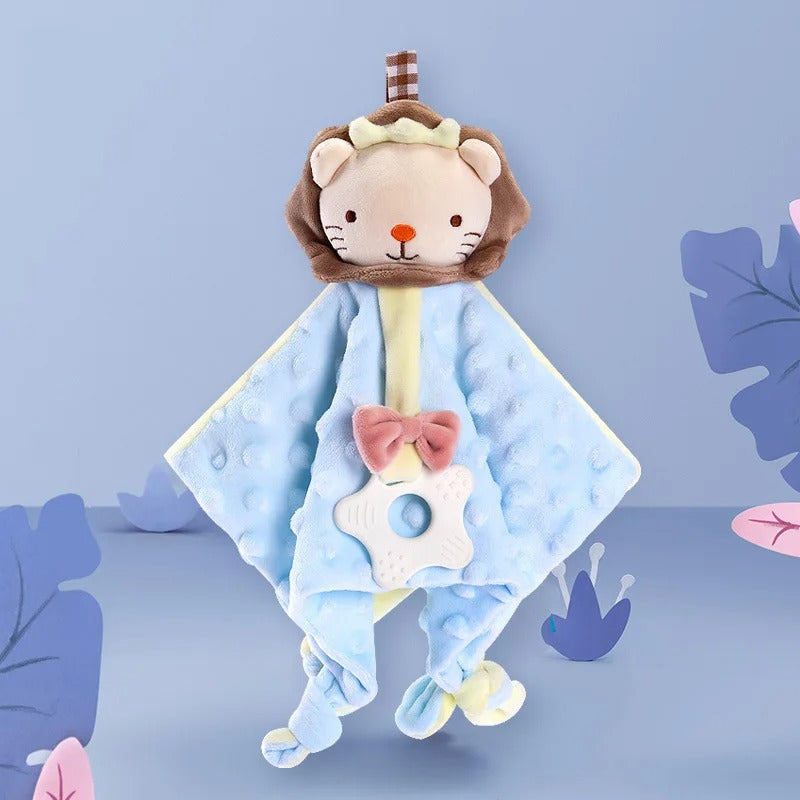 Doudou-plat-lion-doux-confort-anneau-dentaire-bébé-soulagé