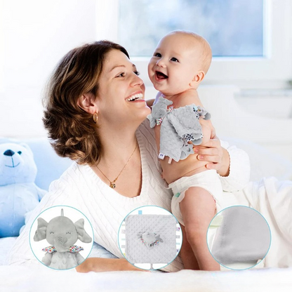 Doudou-éléphant-doux-gris-mama-bébé-heureux