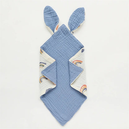 Doudou-lapin-plat-gaze-de-coton-bleu-doux-respirant
