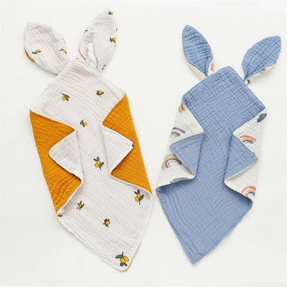 Doudou-lapin-plat-gaze-de-coton-texture-doux-respirant