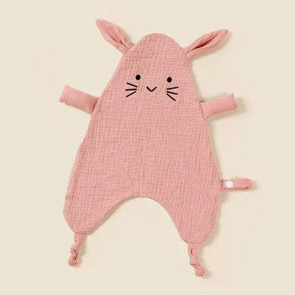 Doudou-lapin-rose-doux-coton-étiquettes-nœuds-mignon