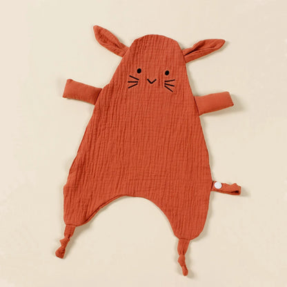 Doudou-lapin-rouge-doux-coton-étiquettes-nœuds-mignon