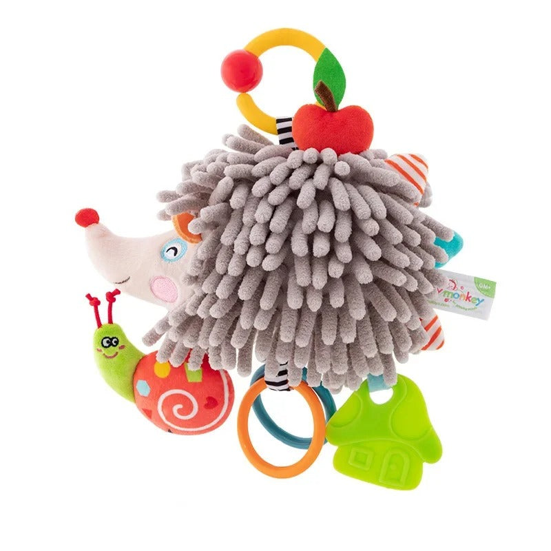 Doudou-peluche-hérisson-hochet-gris-velours-doux