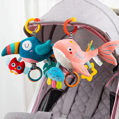 Doudou-peluche-hochet-anneaux-velours-doux-poussette-bébé