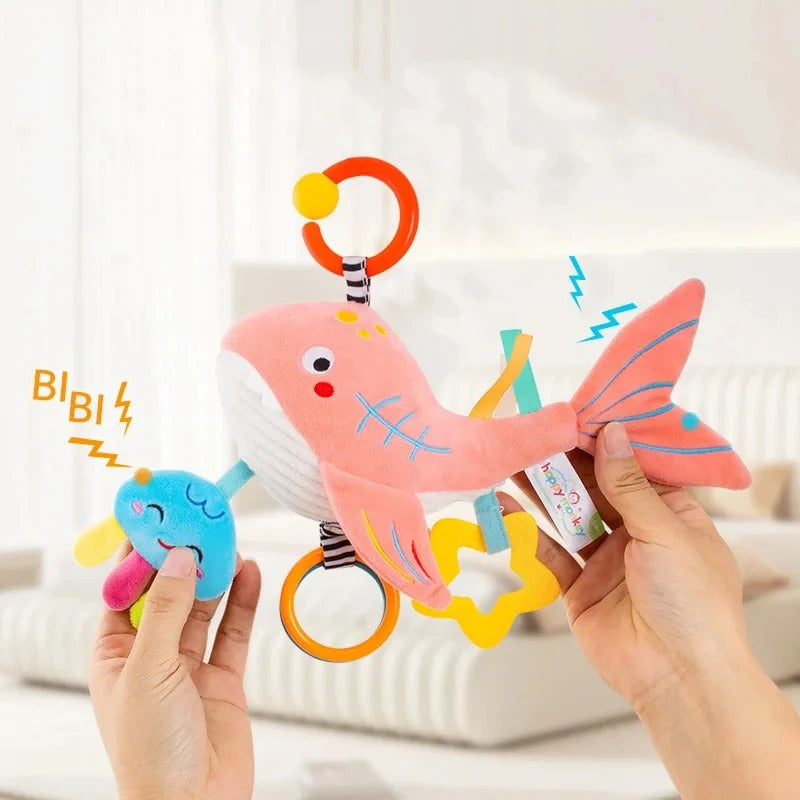 Doudou-peluche-requin-hochet-anneaux-velours-doux-pour-bébé