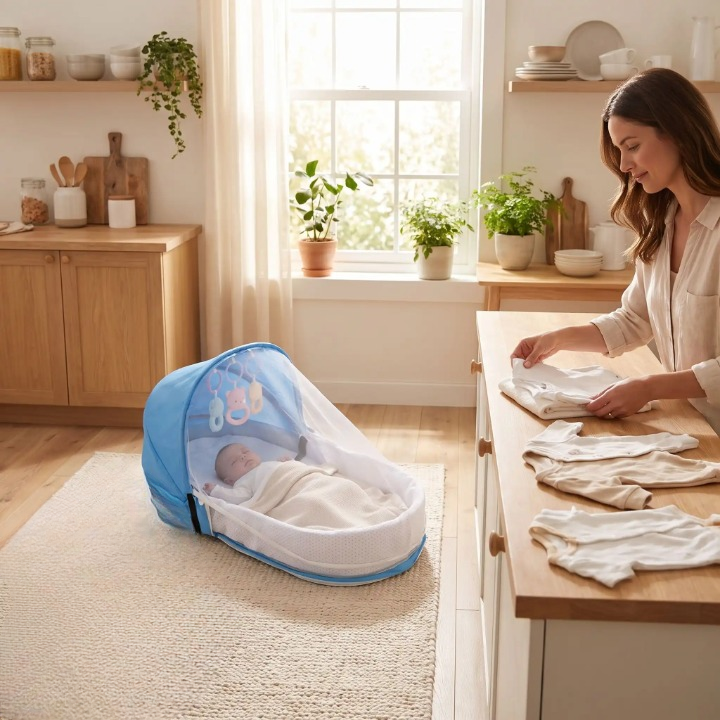 Réducteur de lit bébé à la cuisine