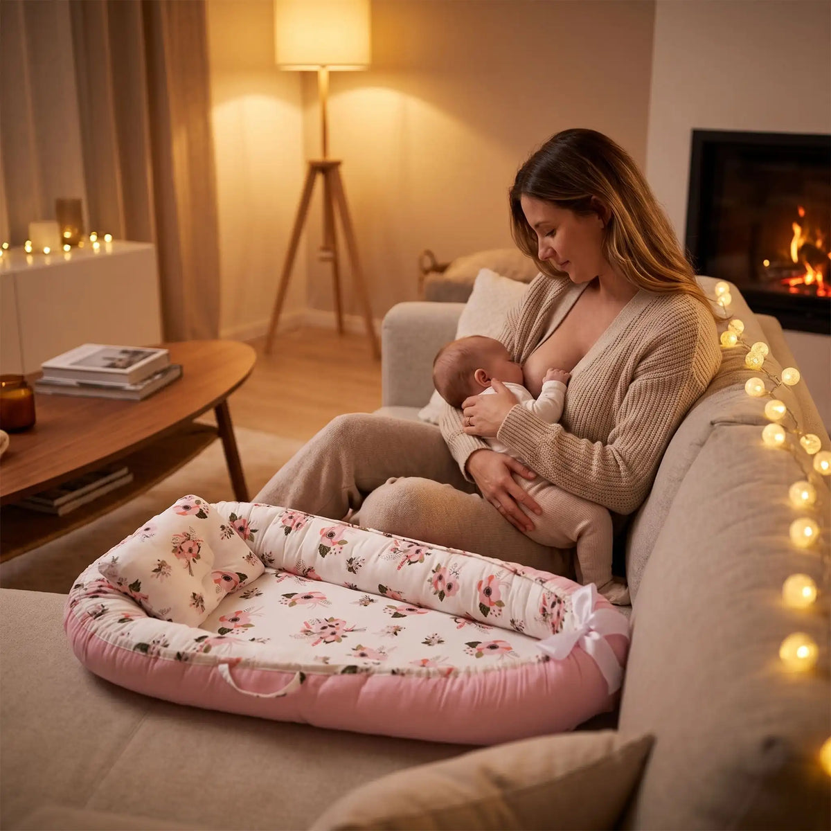 Réducteur de lit bébé avec maman