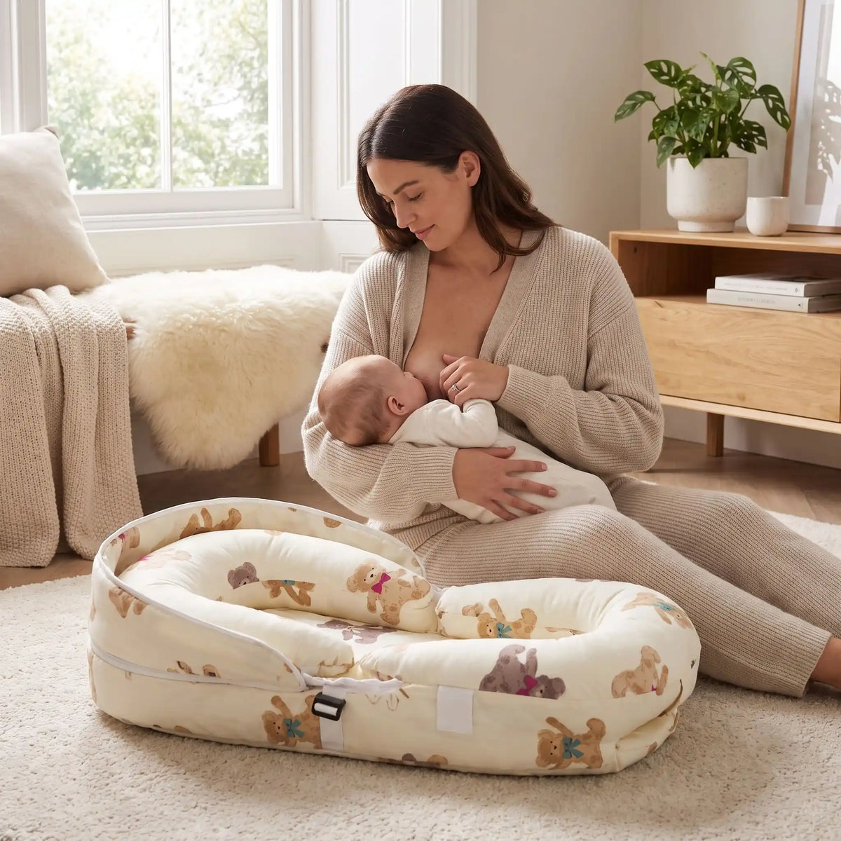 Réducteur de lit bébé avec maman
