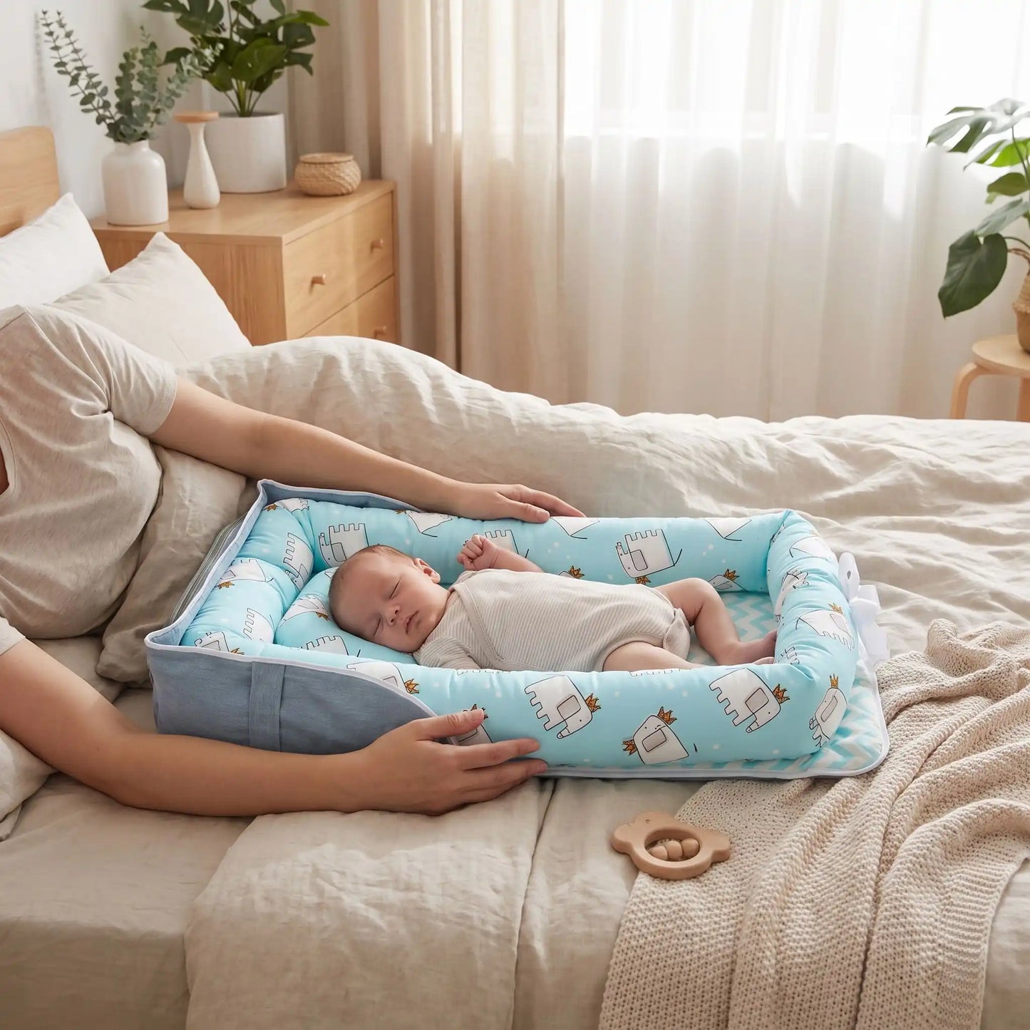 Réducteur de lit bébé dort avec maman