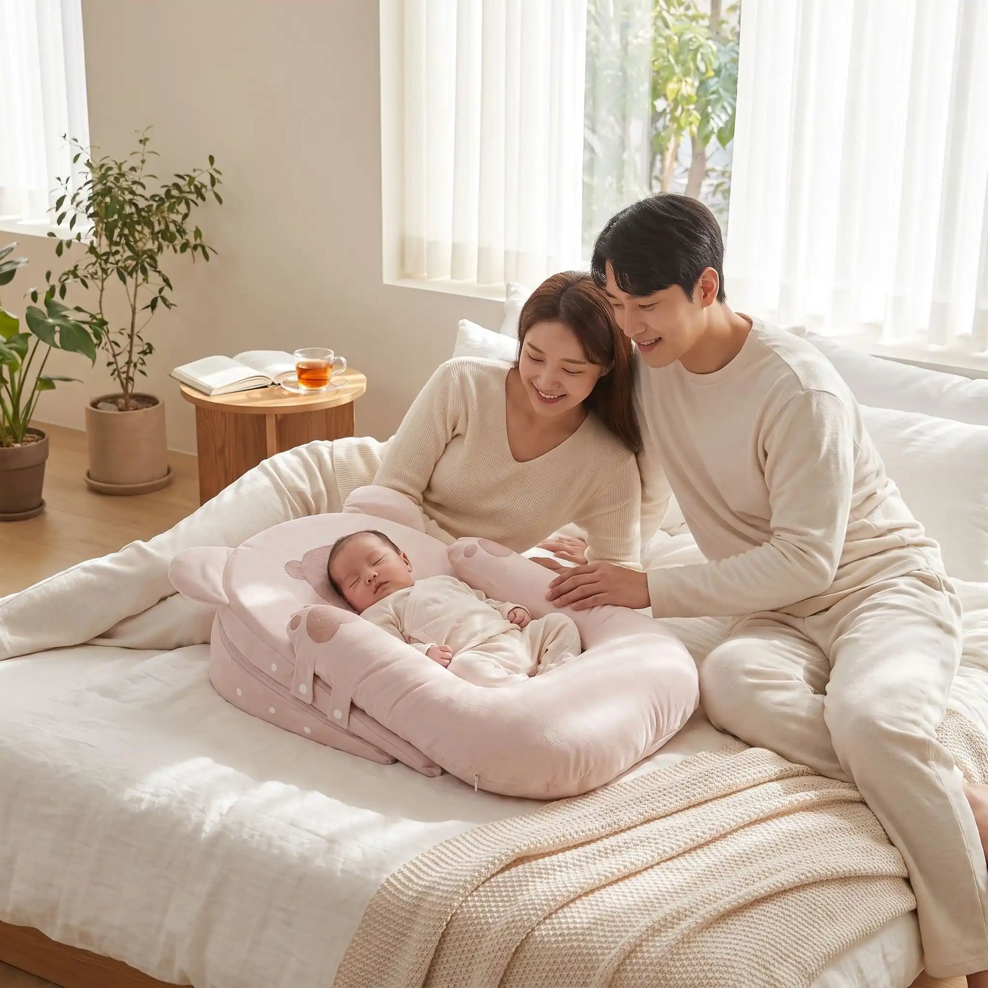Réducteur de lit bébé dort sur le grand lit