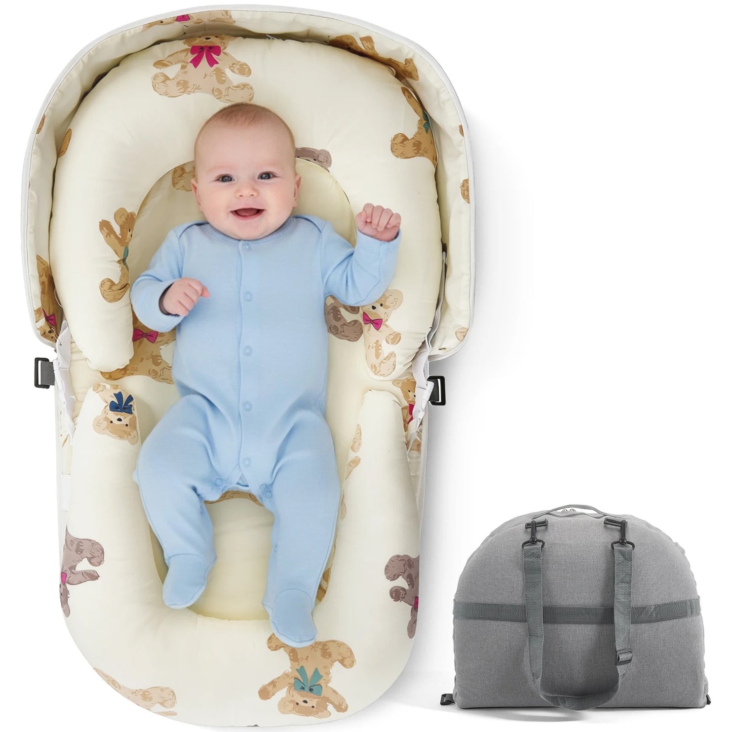 Réducteur de lit bébé joue heureux
