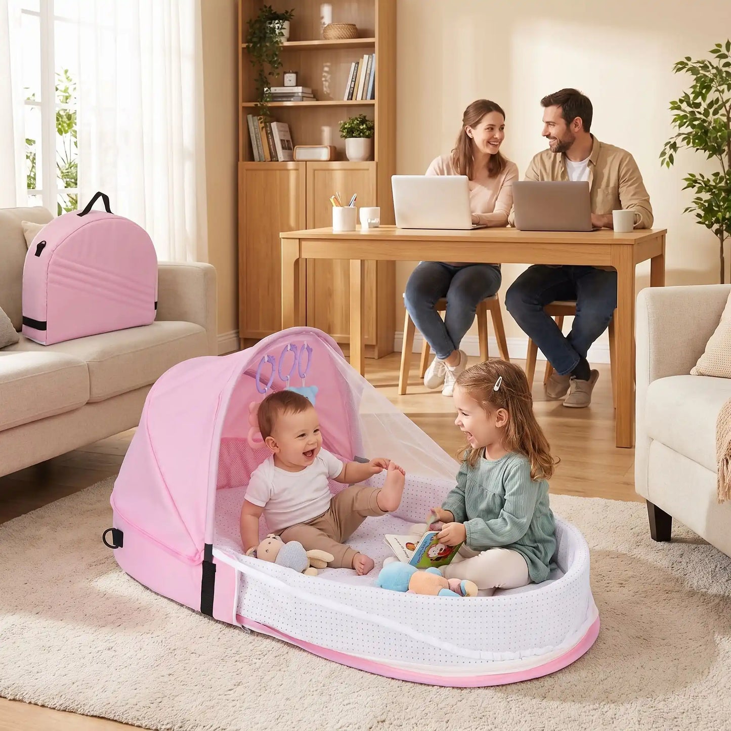 Réducteur de lit rose bébé joue