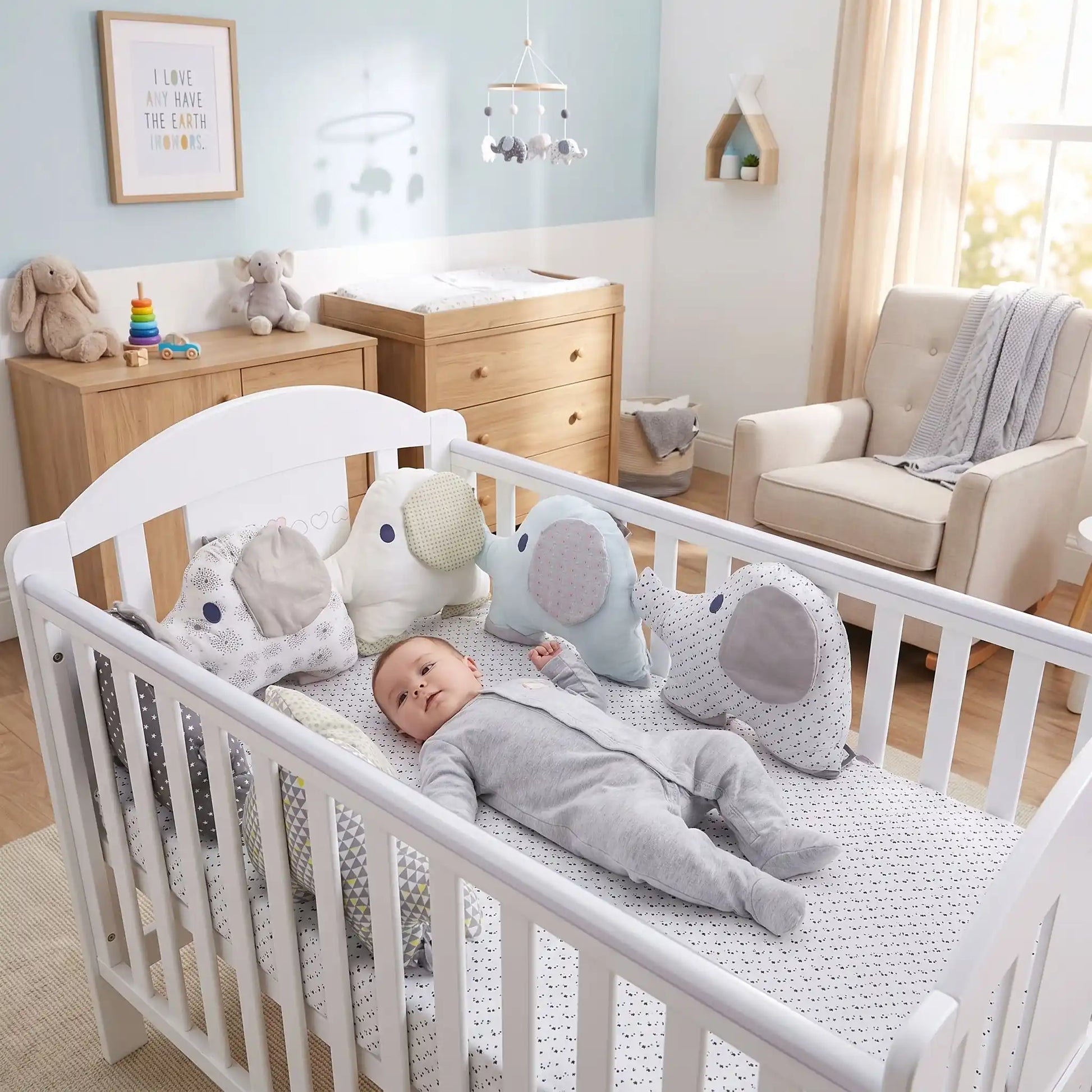 Tour de lit bébé allongé