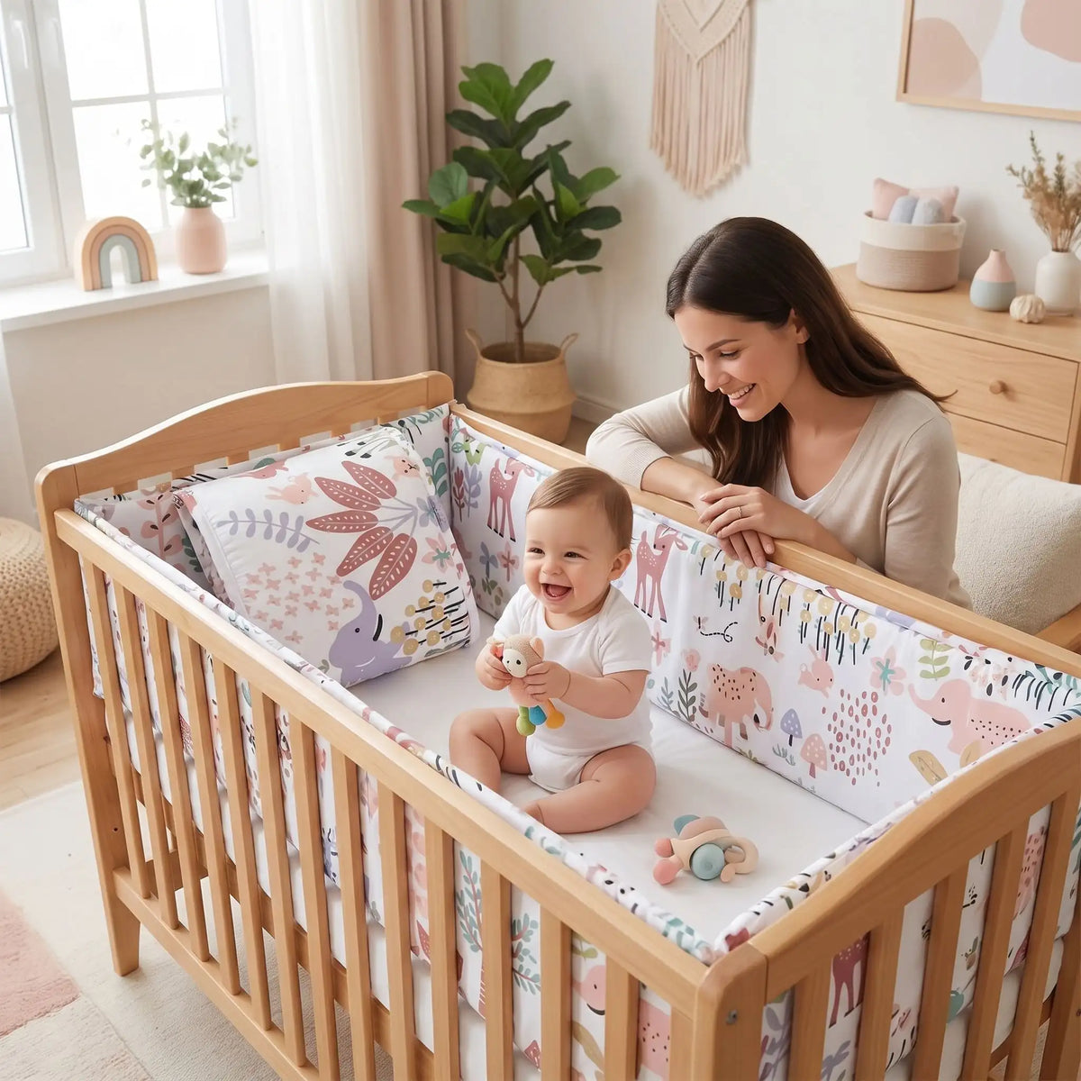 Tour de lit bébé heureux