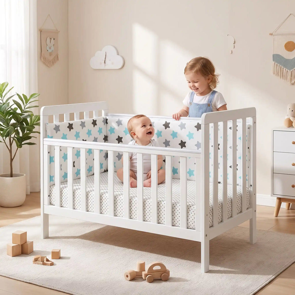 Tour de lit bébé heureux
