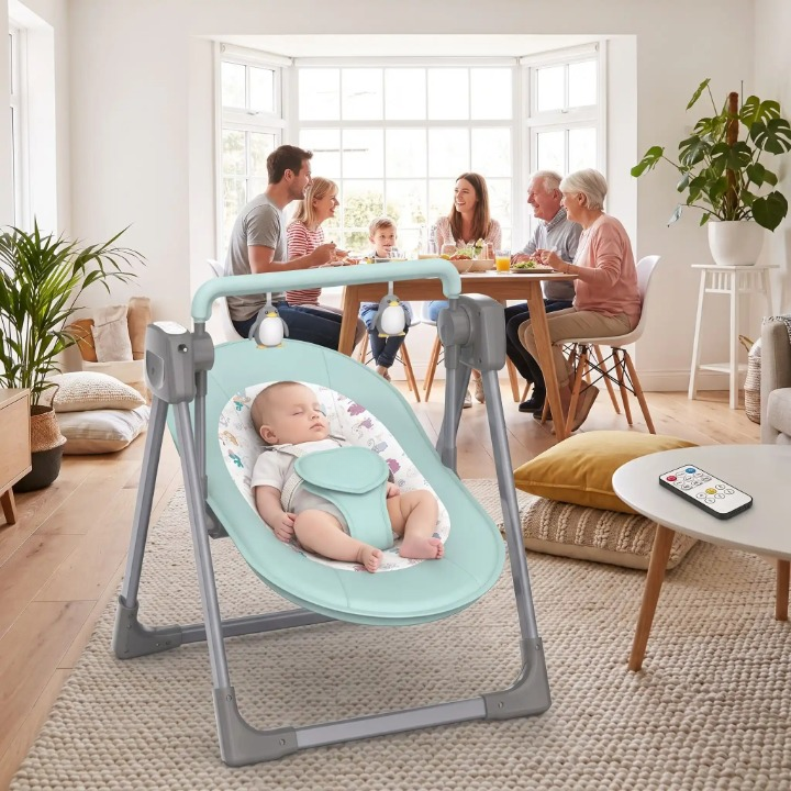 Transat bébé dort au salon