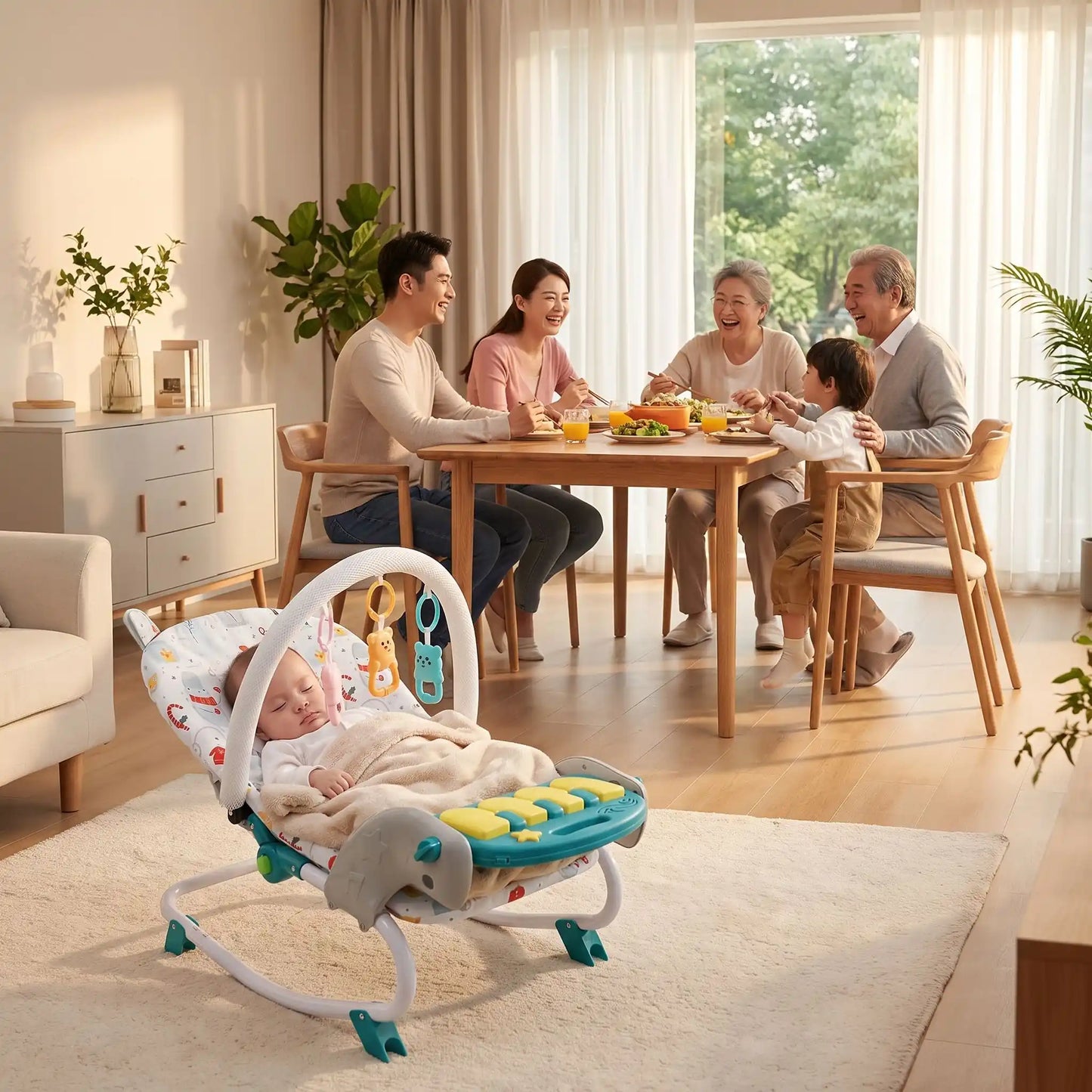 Transat bébé dort a salon