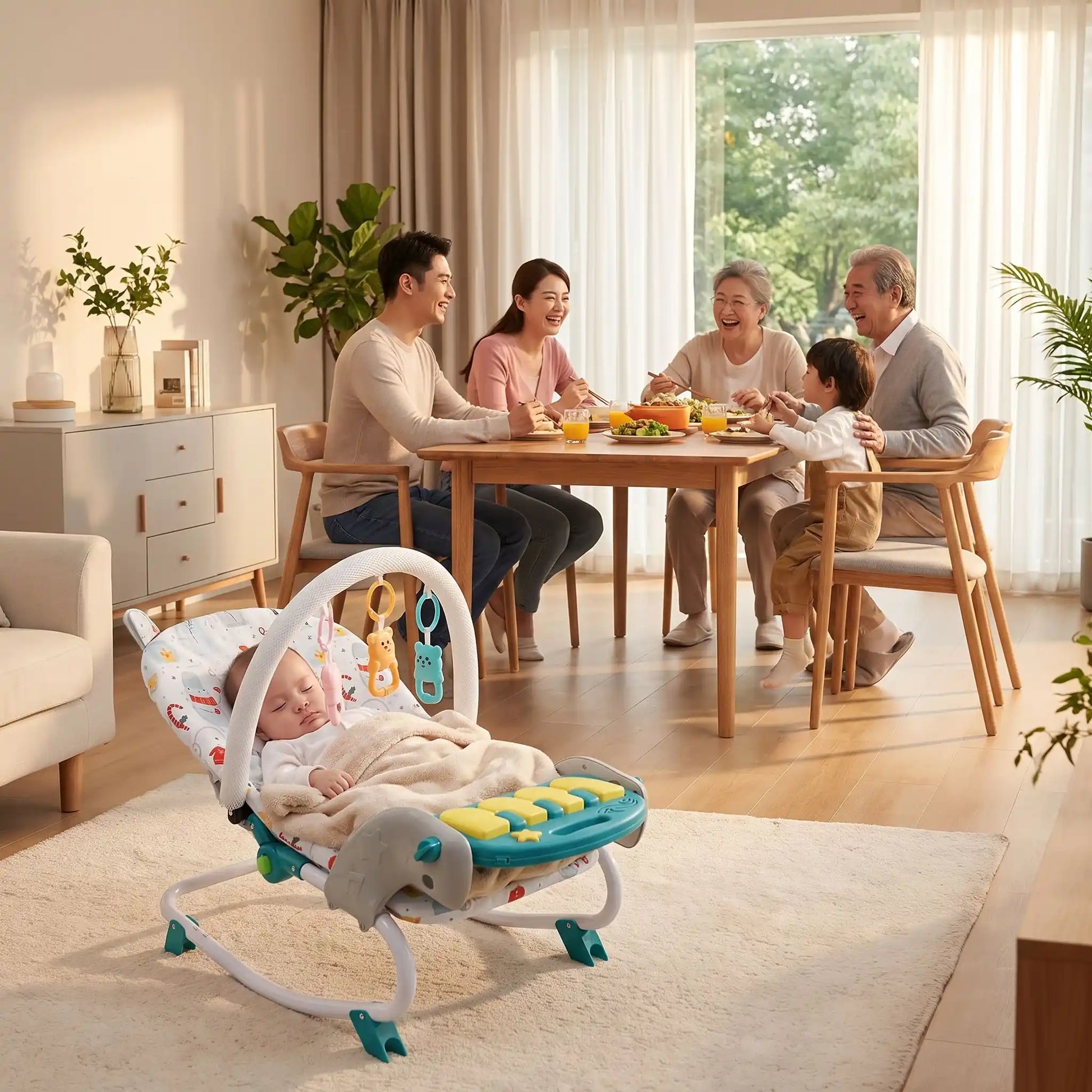 Transat bébé dort a salon