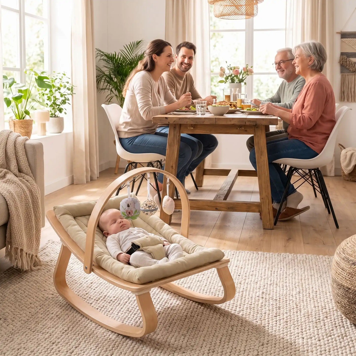 Transat bébé dort au salon