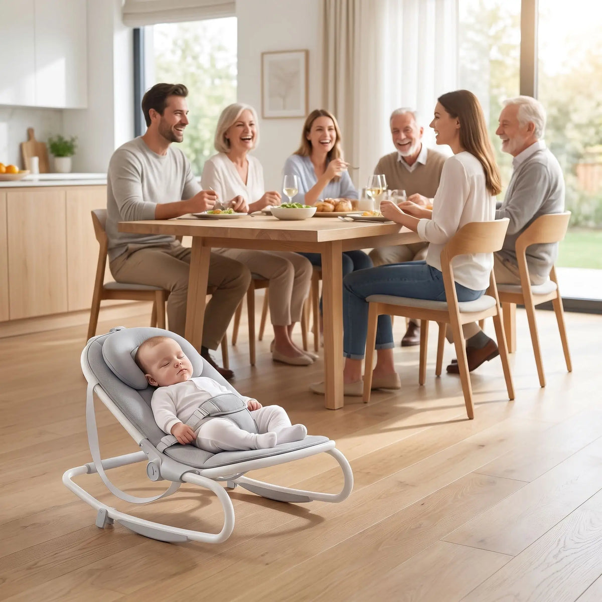 Transat bébé dort au salon