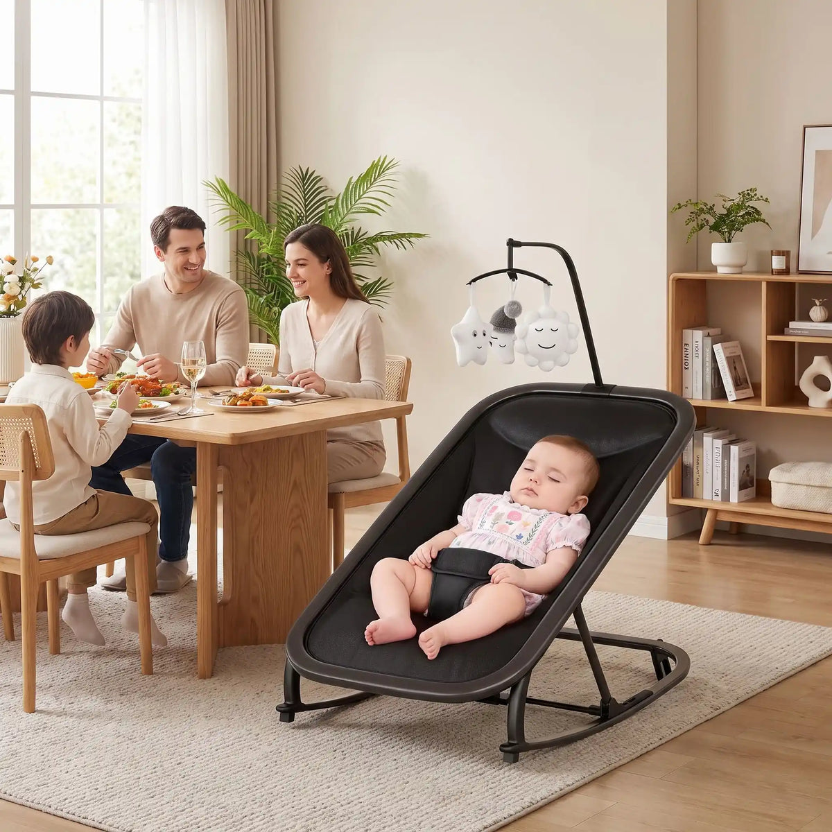 Transat bébé dort au salon