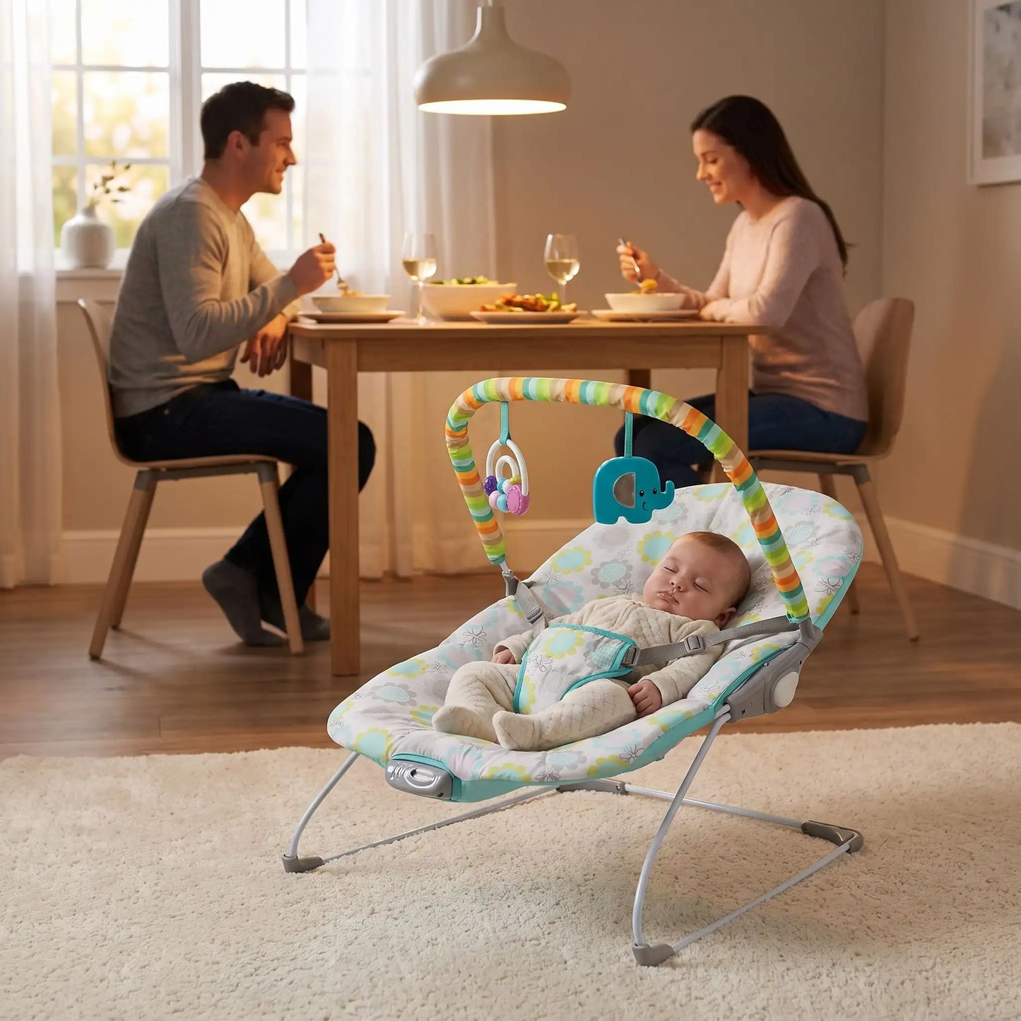 Transat bébé dort au salon
