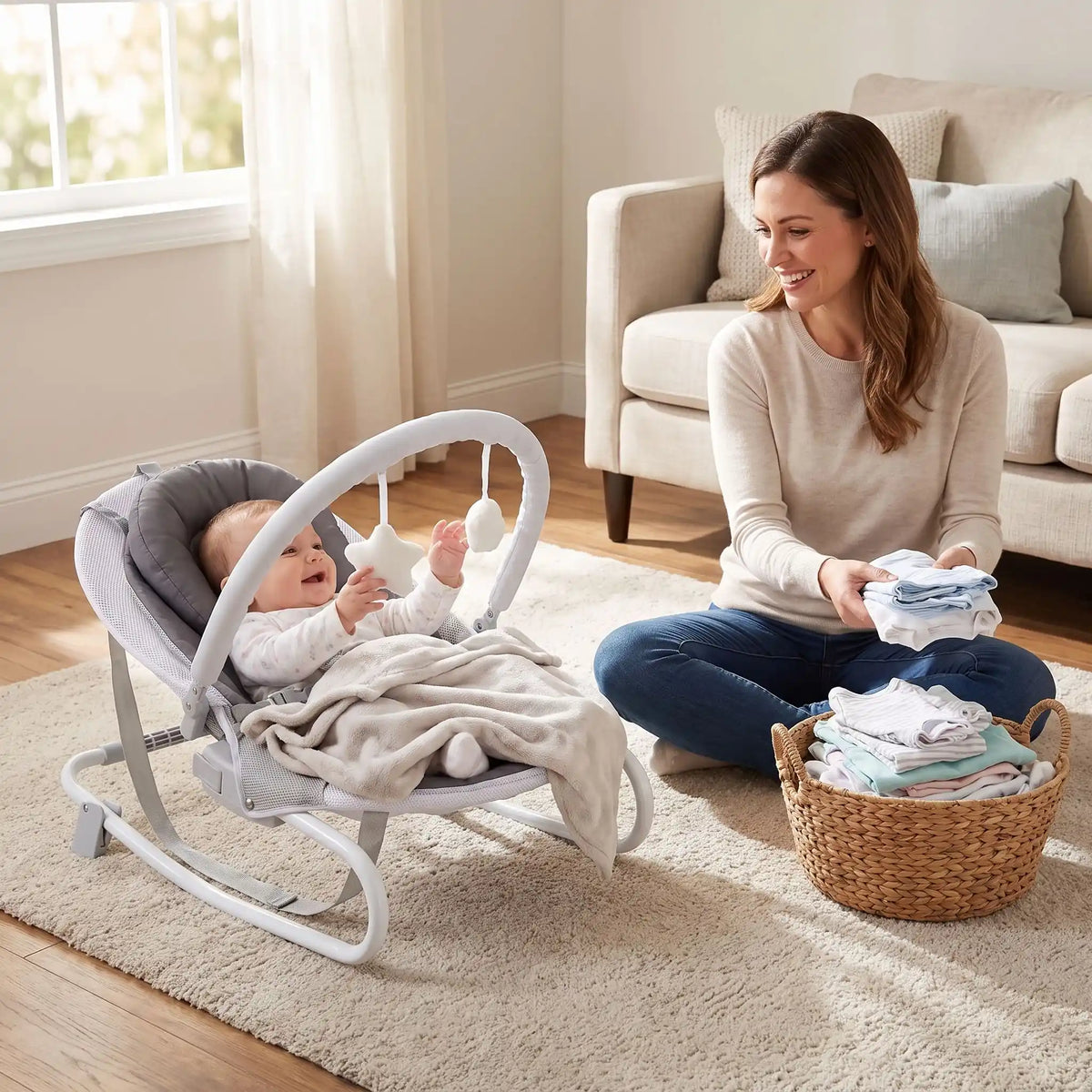 Transat bébé gris