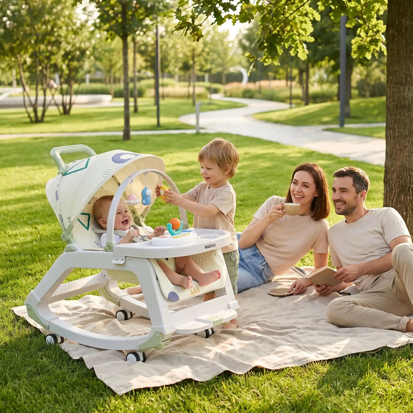 Transat bébé joue au parc