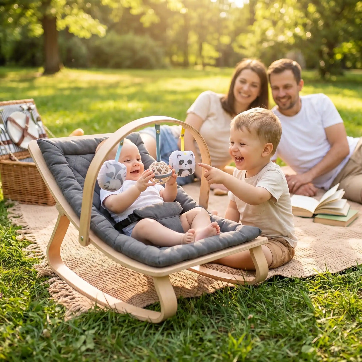 Transat bébé joue au parc