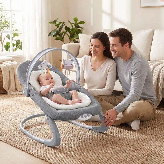 Transat bébé joue avec ses parents