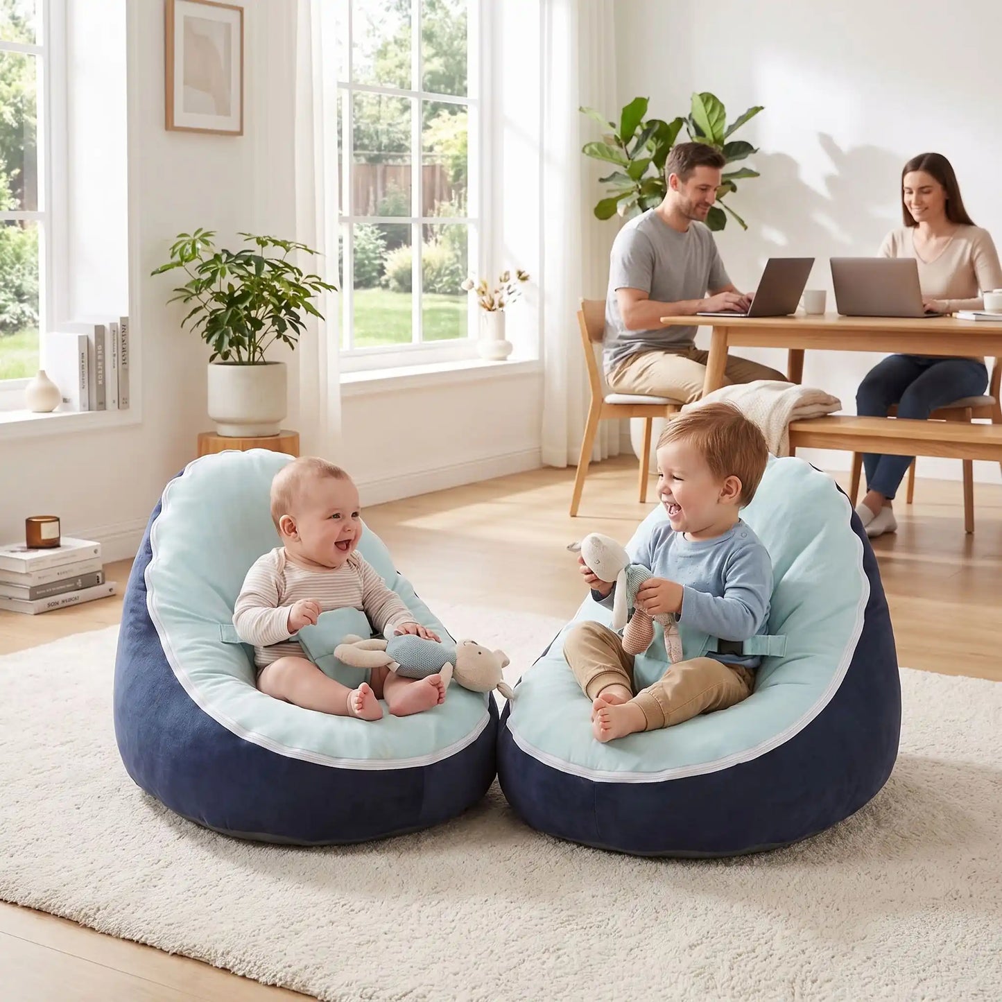 Transat bébé joue au salon