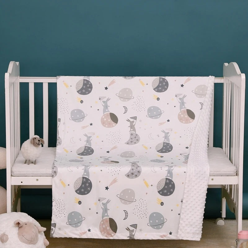 Couverture bébé coton polaire lapin blanche douce chaude confortable